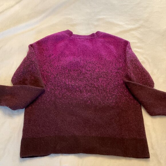Athleta Womens Medium Sweater Crewneck Wool Purple Jacquard Ombre - Picture 16 of 16